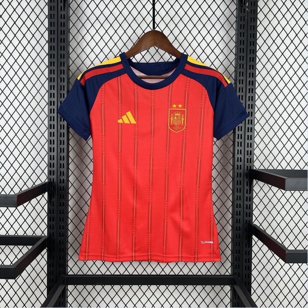 (Feminina) Espanha 2 Estrelas Copa 2026 - Camisa Titular